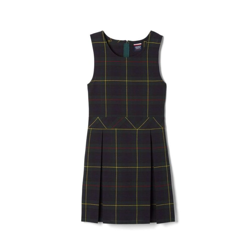 French Toast School Uniform Girls Plaid Box Pleat Jumper-Youth-GREEN PLAID-7